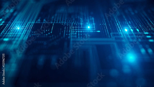 Obraz Blue technology background/Technology background of the dot and line, can be used in the description of technological processes, science, education. Can be used as digital dynamic wallpaper. 3d render