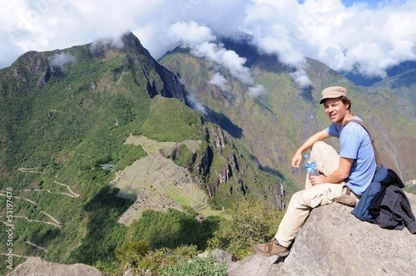 Obraz Backpacker vor Machu Picchu Peru