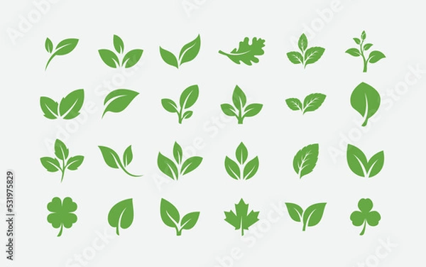 Obraz Green leaf ecology nature element vector icon set, Leaf Icon pack, green leaf ecology nature element vector