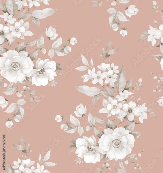 Fototapeta Classic Popular Flower Seamless pattern background - For easy making seamless pattern use it for filling any contours