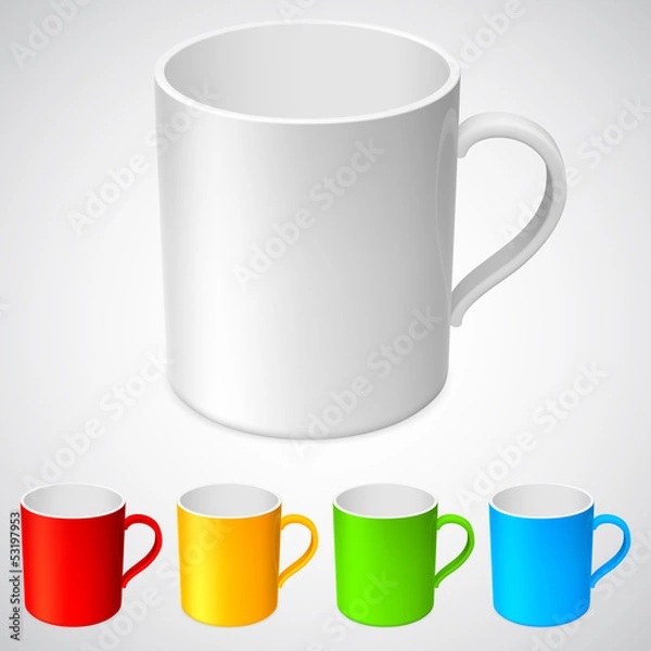 Fototapeta White cup and its color variations.