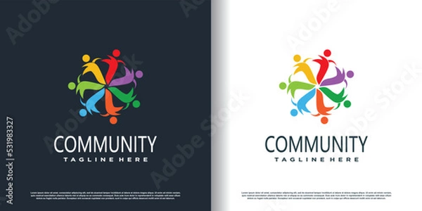 Fototapeta community logo design vector with creative concept premium vector