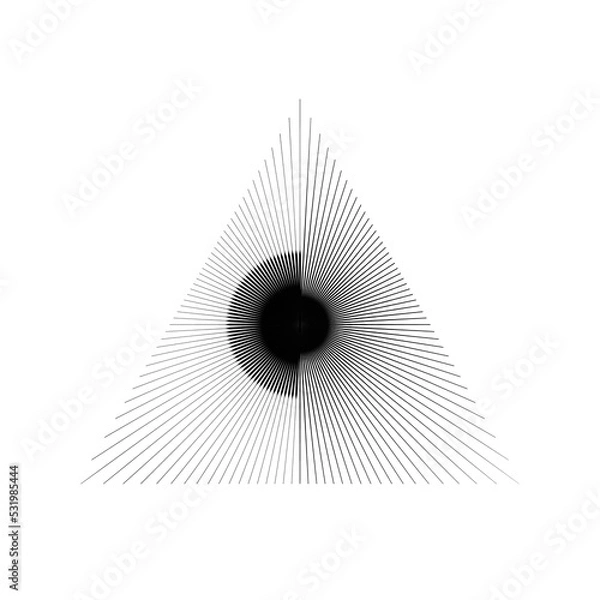 Obraz Abstract triangle with thin black lines. Inside a circle. Isolated on white background.