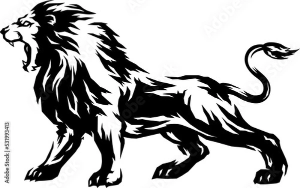 Obraz Lion Roaring Side View Illustration