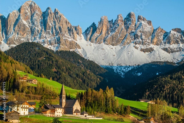 Obraz Italinan Dolomites with small city on the front side
