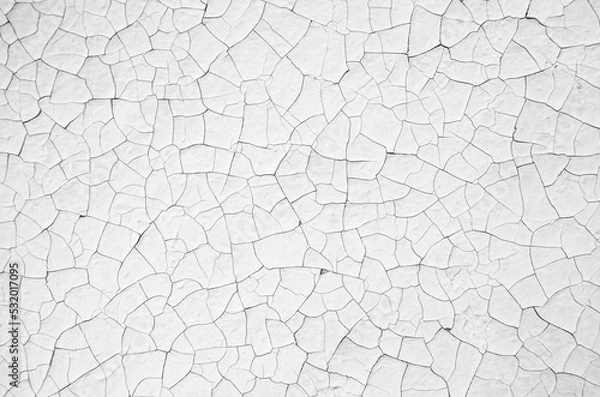 Obraz Old white cracked wall texture background
