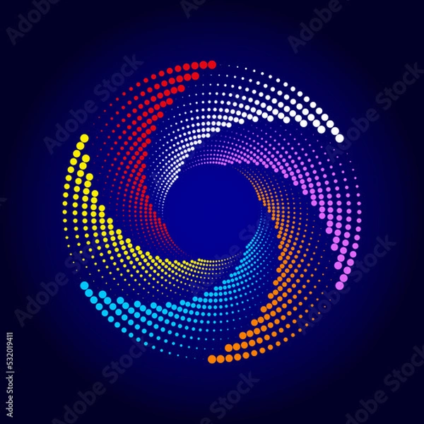 Fototapeta Abstract dotted circles. Dots in circular form. Abstract dots logo emblem design element for any project
