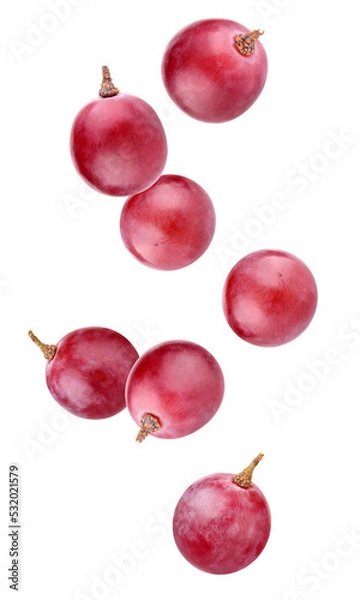 Obraz red falling grapes isolated on a white background.