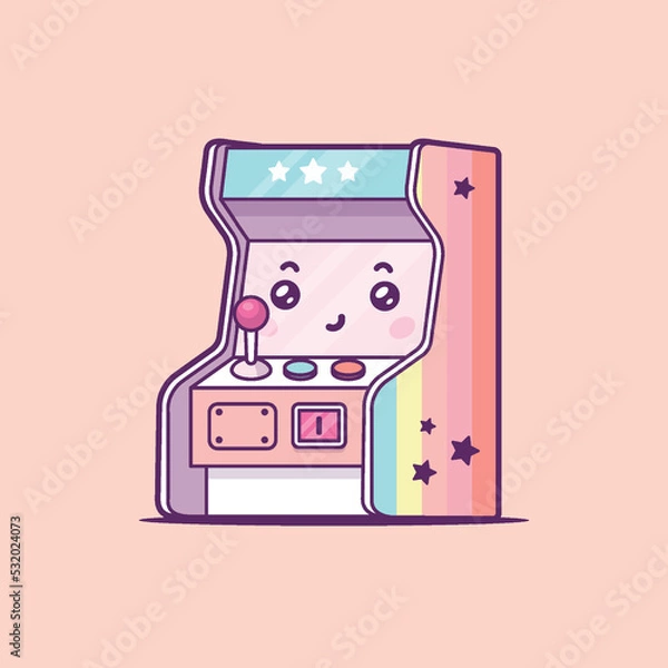 Fototapeta Arcade Game Machine Kawaii Mascot Cartoon Charakter Vector Ilustracja