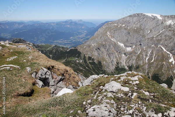 Fototapeta The view from mountain Schneibstein, the Bavarian Alps