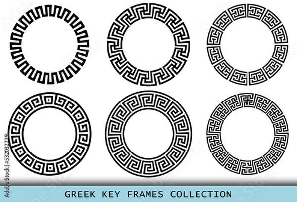 Obraz Ancient Greek black frames patterns, set of antique borders from Greece