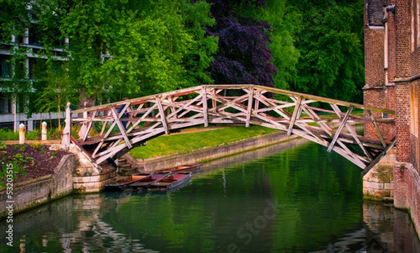 Obraz Mathematical bridge over river Camb, Cambridge,
