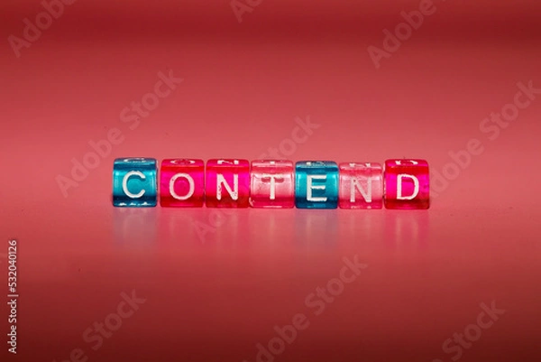 Fototapeta the word "contend" made up of cubes