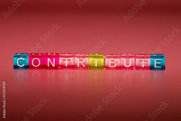 Fototapeta the word "contribute" made up of cubes