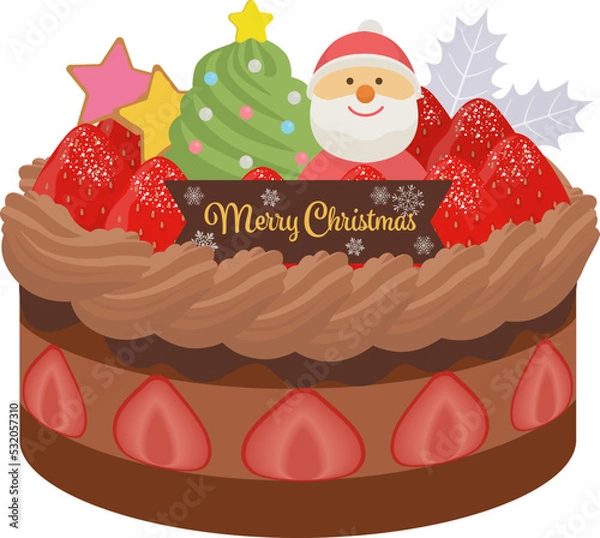 Fototapeta チョコレートクリスマスケーキ_ベクターイラスト