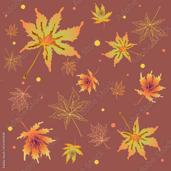 Obraz Autumn Vector Pattern with Maple Leaves
