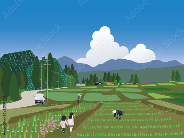 Fototapeta 田舎の農村風景