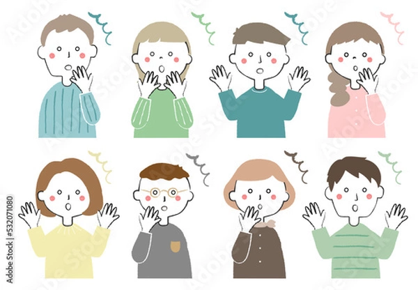 Fototapeta 驚く男性と女性のアイコン　びっくり　かわいい