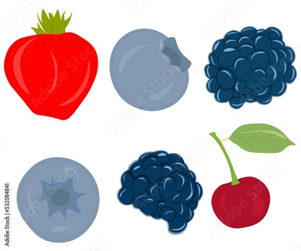 Obraz A set of berries png file. Strawberries, blueberries, cherries, blueberries.