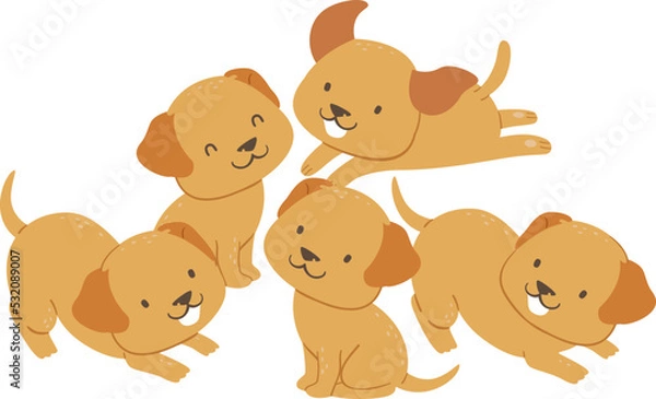 Fototapeta Dog Puppies Illustration