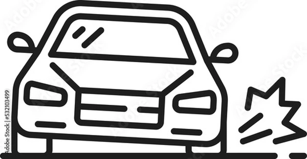 Fototapeta Car damage, collision or accident thin line icon