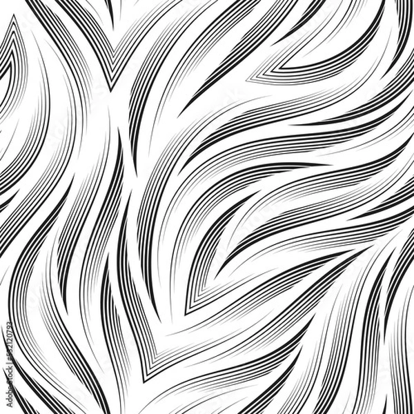 Obraz Seamless vector pattern of smooth lines and angles. Geometric seamless texture from stripes in black.