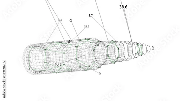 Obraz Bullet wireframe Detection. HUD Bullet Scanning
