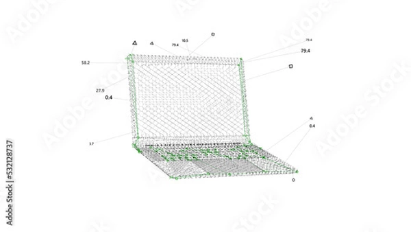 Obraz Laptop Model UI Screen. Computer Scanning HUD