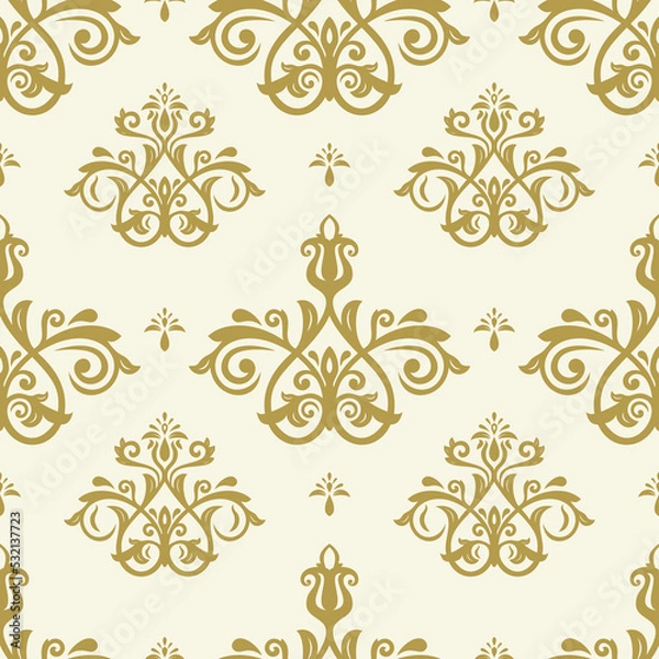 Fototapeta Orient vector classic yellow and white pattern. Seamless abstract background with vintage elements. Orient pattern. Ornament for wallpapers and packaging