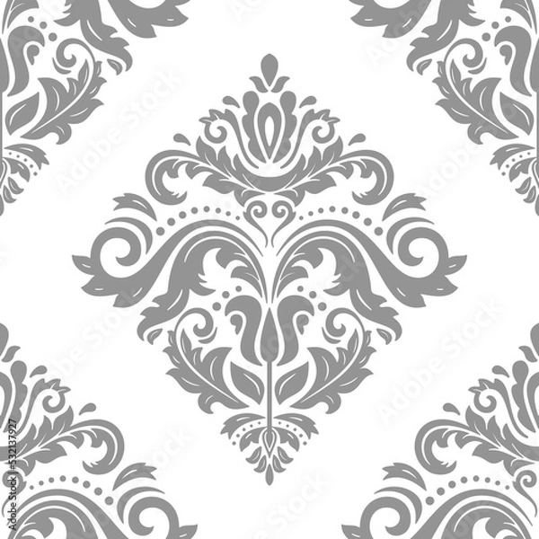 Fototapeta Orient silver and white vector classic pattern. Seamless abstract background with vintage elements. Orient pattern. Ornament for wallpapers and packaging