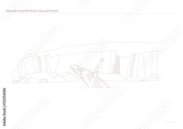 Fototapeta Geometric design _ whale emerging from water on iceberg landscape
