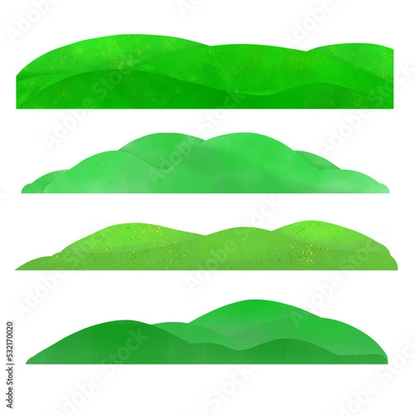 Fototapeta Green hills, meadow. A set of elements for design