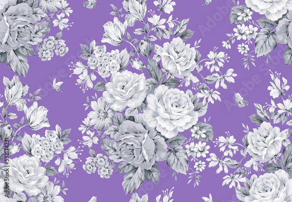 Fototapeta Classic Popular Flower Seamless pattern background - For easy making seamless pattern use it for filling any contours