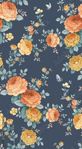 Fototapeta Classic Popular Flower Seamless pattern background - For easy making seamless pattern use it for filling any contours