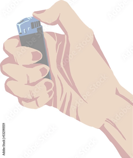 Obraz ライターで火を付ける手のポップイラスト2