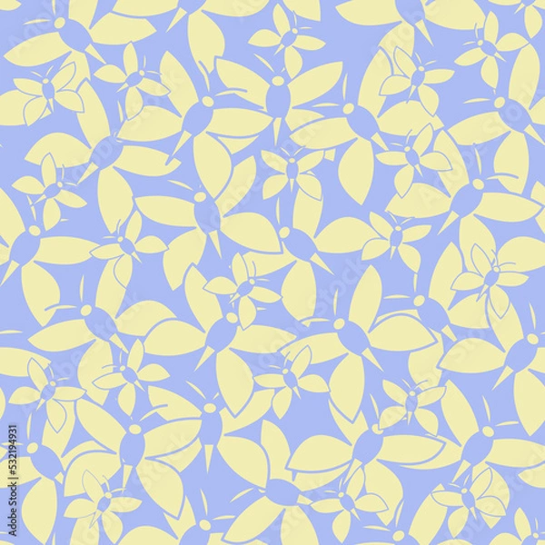 Fototapeta Cream and blue repeat pattern design, featuring butterflies.  Perfect for fabric, scrapbooking, quilting, wallpaper, swatches and many other projects.