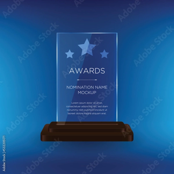 Fototapeta Glass award template with copy space in vector format