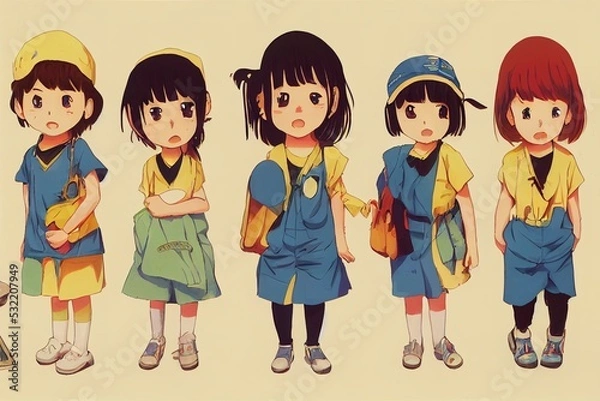 Fototapeta Child Care Workers ,Anime style illustration V1 High quality 2d illustration