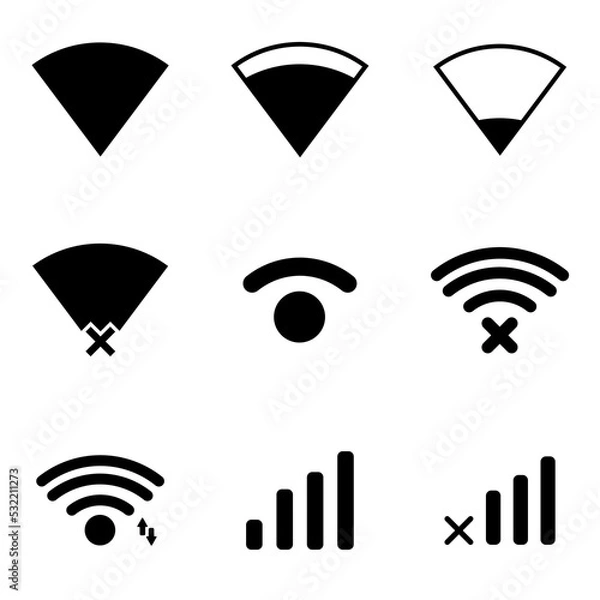Obraz wireless network icon set vector. simple flat shape