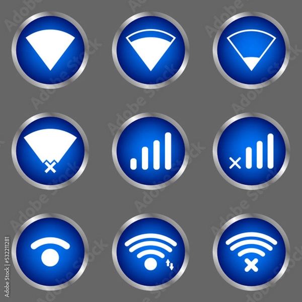 Obraz wireless network icon vector with blue circle frame