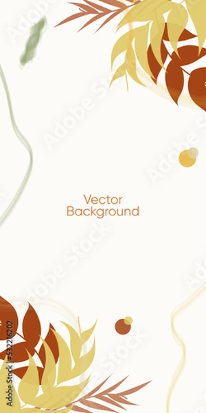 Obraz Abstract leaves vector modern stories backgroundfor halloween and thanksgiving. Pastel background for holidays stories.