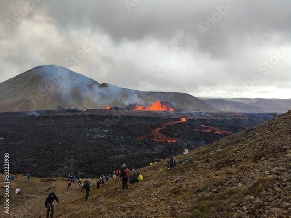 Fototapeta Volcan en éruption en Islande 
