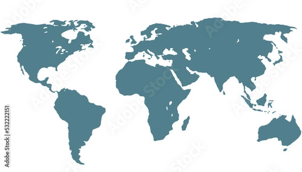 Fototapeta World map. Silhouette map. Color vector modern.	