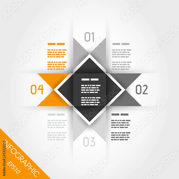 Fototapeta orange infographic four multi-triangular template