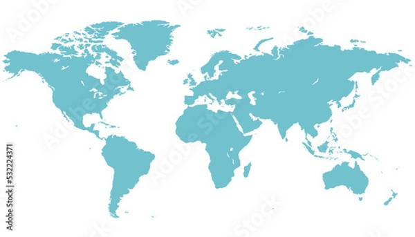 Fototapeta World map. Silhouette map. Color vector modern.	