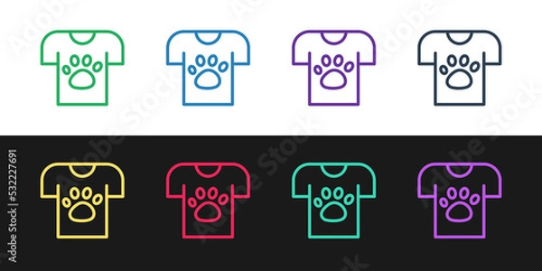 Fototapeta Set line Animal volunteer icon isolated on black and white background. Animal care concept. Vector