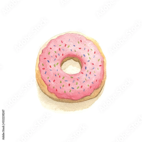 Obraz pink donut isolated on white