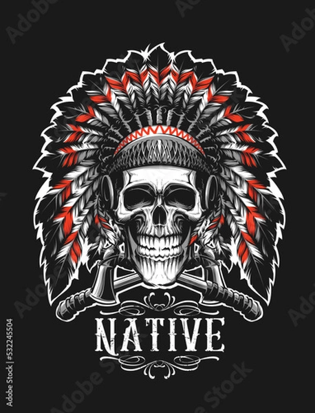 Fototapeta Vector Indian Skull