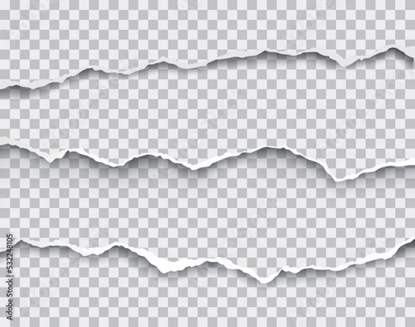 Fototapeta Vector realistic hole torn in paper with shadows isolated on transparent background