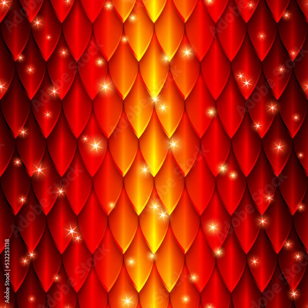 Fototapeta Red fire dragon skin pattern
